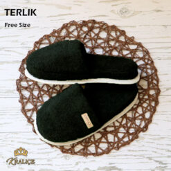 دمپایی حوله ای طرح کرالیچ رنگ یشمی تیره