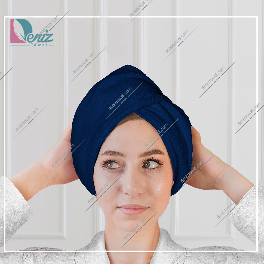 حوله سر طرح ساده مدل کلاه پیچ رنگ سرمه ای