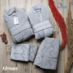 حوله ست دو نفره مارینا رنگ طوسی و نقرابی