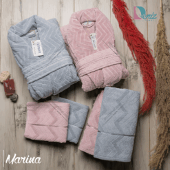 حوله ست دو نفره مارینا رنگ نقرابی و کالباسی