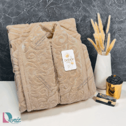 حوله تن پوش طرح الینا رنگ نسکافه ای روشن