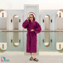 حوله تن پوش با طرح ساده رنگ بنفش