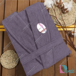 حوله تن پوش سوپر سایز طرح کارن رنگ یاسی تیره