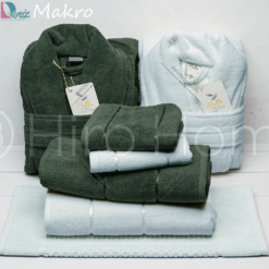 ست دو نفره طرح ماکرو رنگ نقرابی روشن و زیتونی