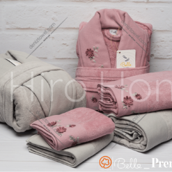 حوله ست دو نفره بلو گل برجسته رنگ فیلی کالباسی تیره