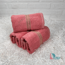 حوله دستی ۳ عددی آدرینا رنگ گلبهی تیره