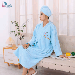 حوله تن پوش پولیشی دوتکه TIME رنگ آبی روشن