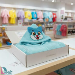 حوله کودک طرح گربه آبی روشن