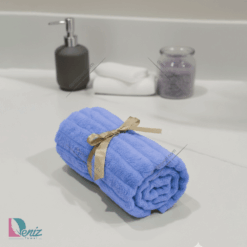 حوله دستی میکروفایبر رومن رنگ آبی