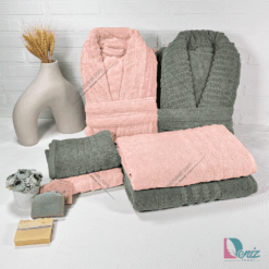 حوله ست دو نفره ویتورال رنگ سدری و گلبهی