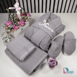 حوله ست یک نفره طرح روکو رنگ سنگی