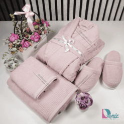 حوله ست یک نفره طرح روکو رنگ کالباسی