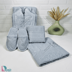 حوله ست یک نفره ژاکارد رنگ طوسی