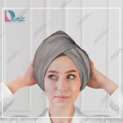 حوله سر طرح ساده مدل کلاه پیچ رنگ طوسی تیره