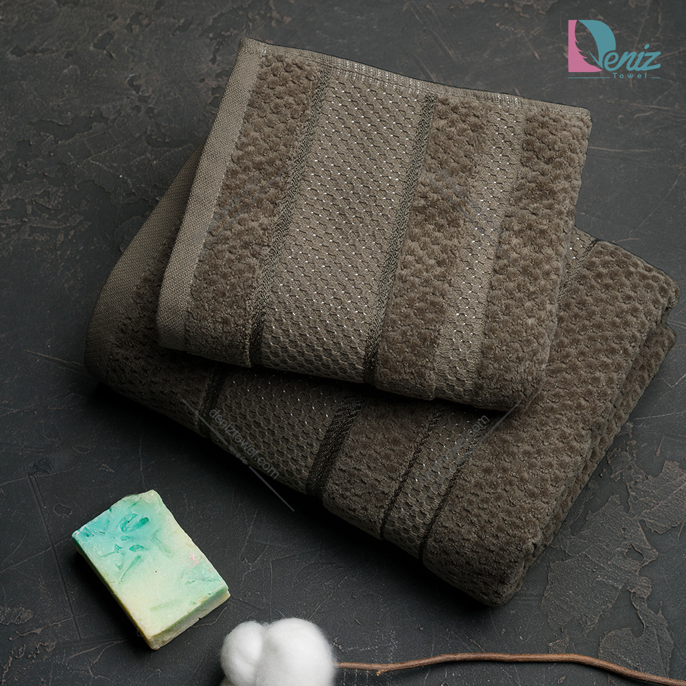 حوله ست استخری و دستی فریال رنگ زیتونی تیره