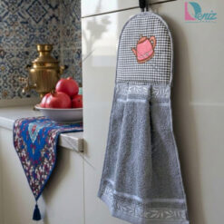 آویز حوله ای آشپزخانه طرح قوری رنگ طوسی
