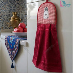 آویز حوله ای آشپزخانه طرح نمکدان رنگ زرشکی