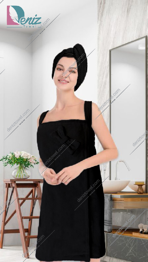 حوله سونایی طرح ساده رنگ مشکی