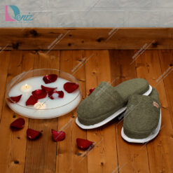 دمپایی حوله ای طرح کرالیچ رنگ زیتونی