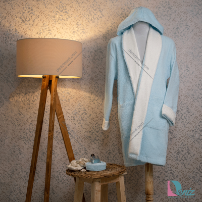 حوله تن پوش کوتاه دیمورا رنگ آبی سفید