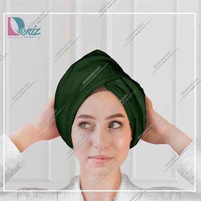 حوله سر طرح ساده مدل کلاه پیچ رنگ یشمی