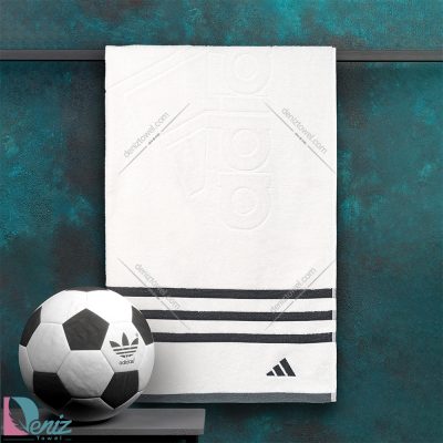 حوله ورزشی adidas سفید مشکی بزرگ